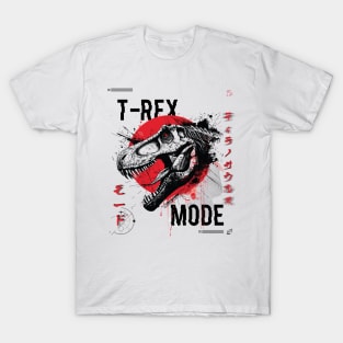 T-Rex Mode Unleashed, Fierce Dinosaur Artwork, Predatory Beast Mode, Aggressive, Dynamic, Striking T-Shirt